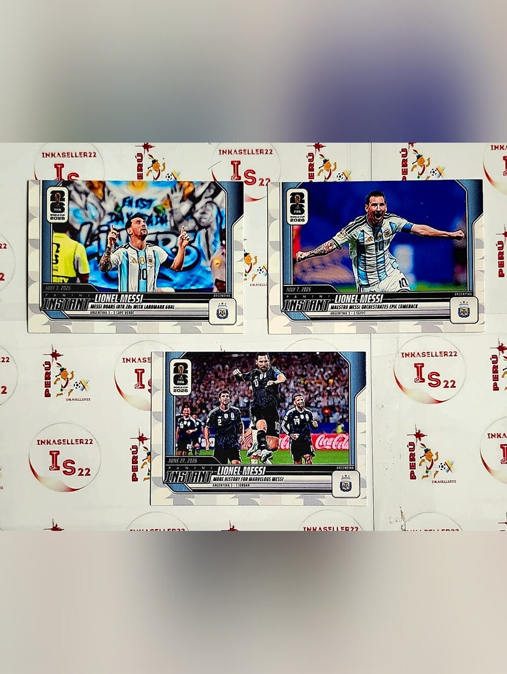 Lionel Messi Instant Soccer 3 Trading Cards Panini
